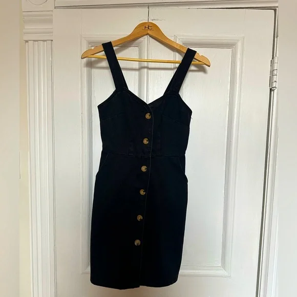 Thursdays Fitted Black Denim Dress - Picture 1 of 2